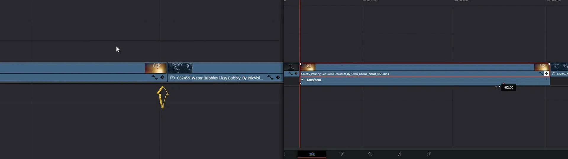 Left, the icon that opens the Keyframe editor in the Timeline. Right, a screenshot while moving a keyframe.