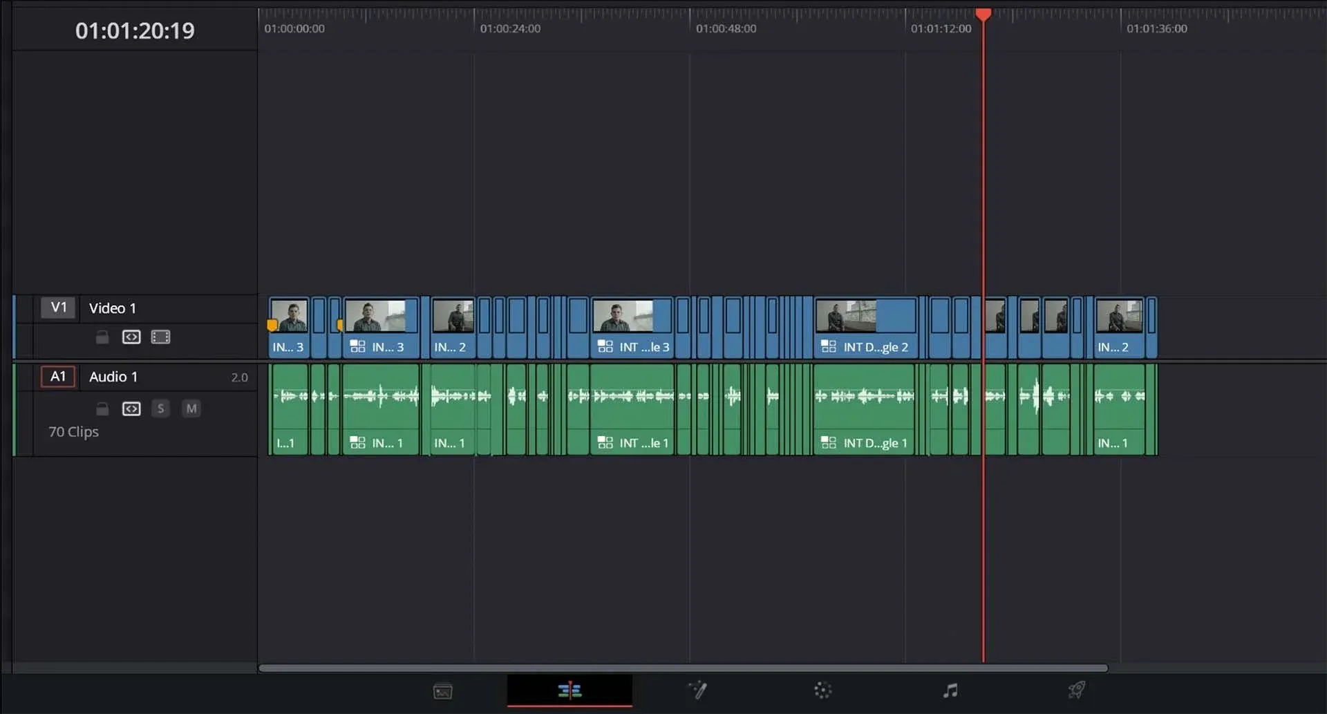 How the timeline looks after the audio is cleaned.