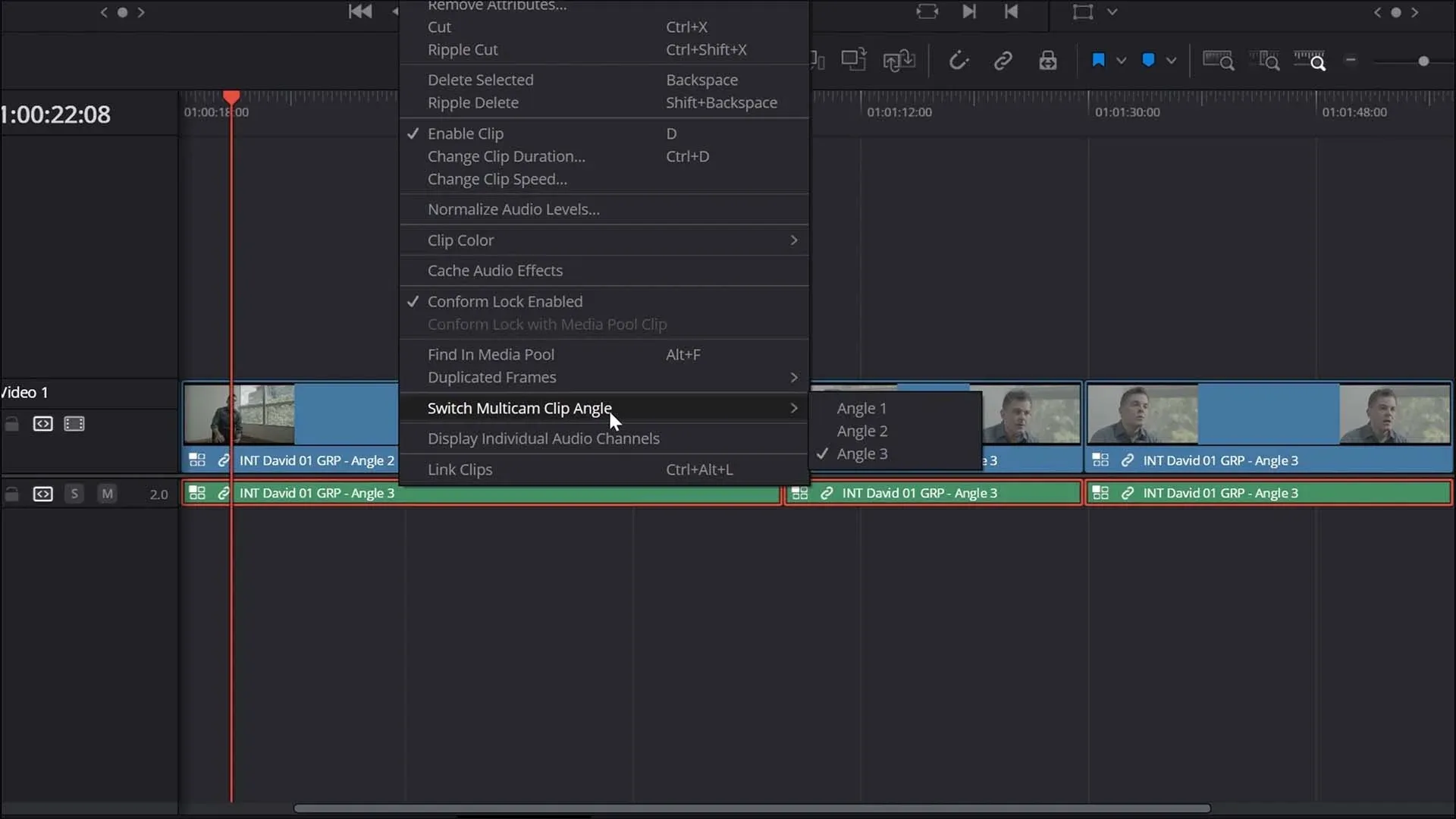 Switching Multicam Audio Angle