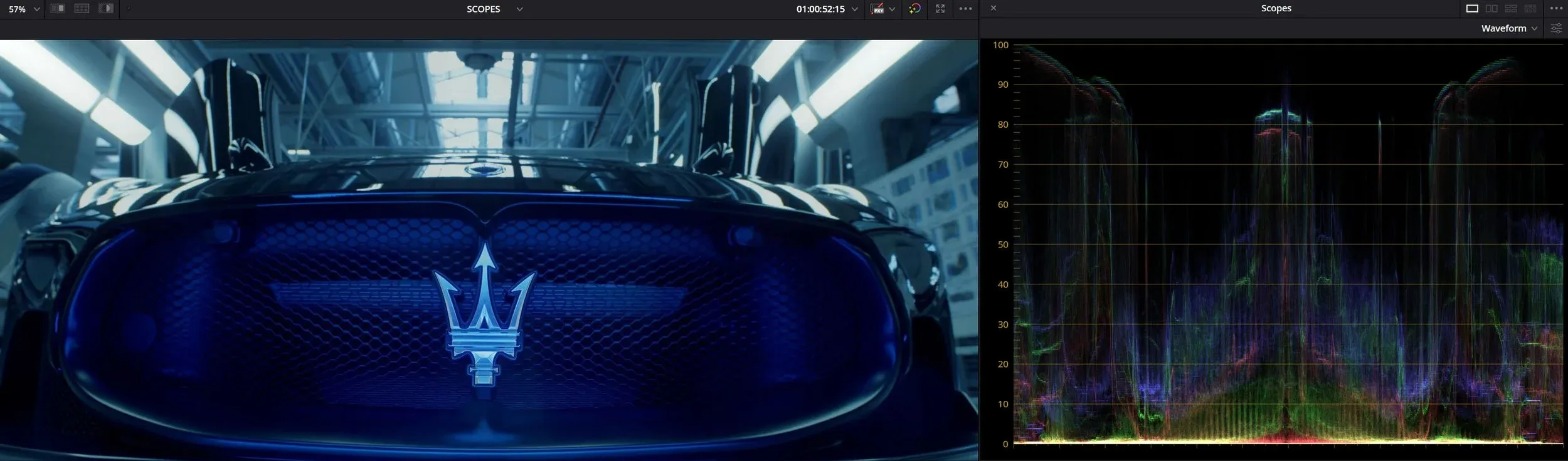 In this frame you can see the Highlights both in the image and the Waveform