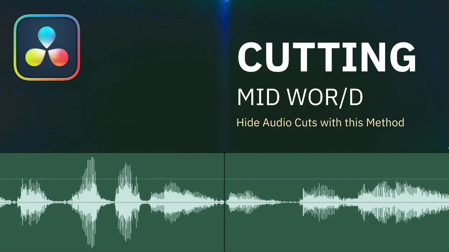 Thumbnail “Cutting mid word: hide audio cuts with this method” above an audio waveform