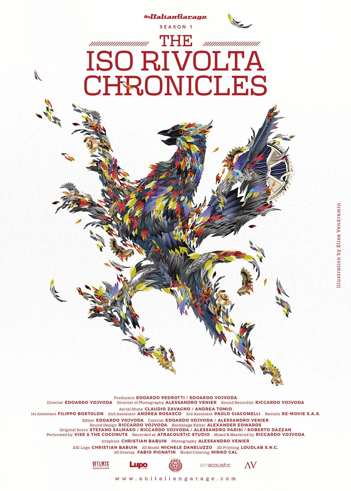 Poster of The Iso Rivolta Chronicles: a griffin built from a collage of photographed Iso Rivolta car parts